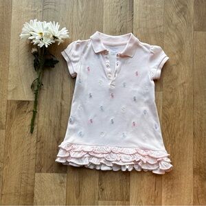 Pink Polo Dress with Ruffle Hem
